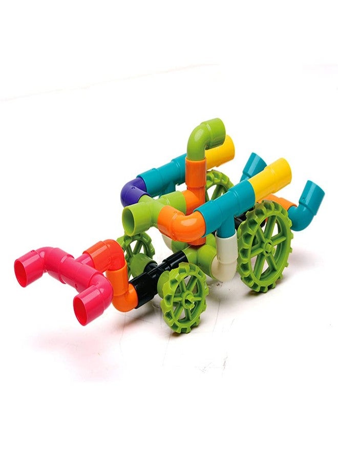 PULSBERY مجموعة مكعبات بناء أنابيب كبيرة الحجم من PULSBERY للأطفال مع عجلات، لعبة مناسبة للأطفال من عمر 3 إلى 8 سنوات، بنين وبنات، لون عشوائي، 85 قطعة (ألعاب مكعبات البناء) - Image 5